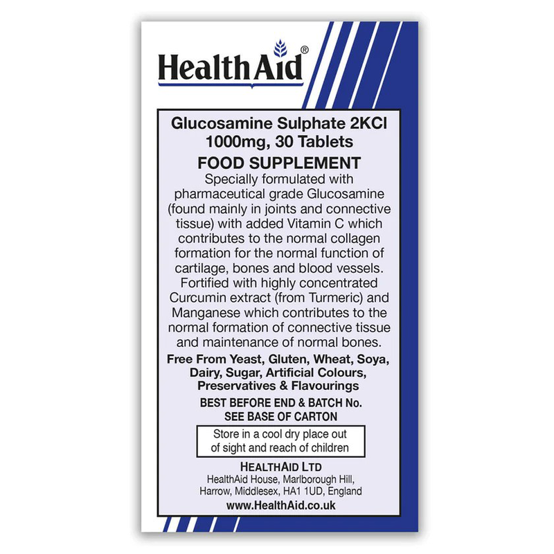 Health aid glucosamine sulphate 1000mg 2kci x 30 tablets - supports healthy joints & cartilage, , medium image number null