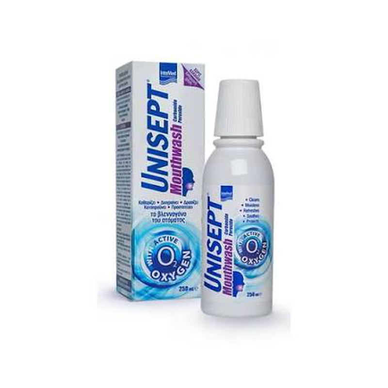 Unisept mouthwash &mu;&epsilon; &epsilon;&nu;&epsilon;&rho;&gamma;ό &omicron;&xi;&upsilon;&gamma;ό&nu;&omicron; 250ml, , medium-null