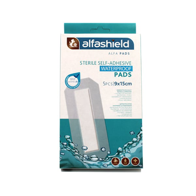 Alfashield | sterile self - adhesive waterproof pads | &alpha;&delta;&iota;ά&beta;&rho;&omicron;&chi;&alpha; &alpha;&pi;&omicron;&sigma;&tau;&epsilon;&iota;&rho;&omega;&mu;έ&nu;&alpha; &alpha;&upsilon;&tau;&omicron;&kappa;ό&lambda;&lambda;&eta;&tau;&alpha; &epsilon;&pi;&iota;&theta;έ&mu;&alpha;&tau;&alpha; 9x15cm | 5&tau;&mu;&chi;., , medium
