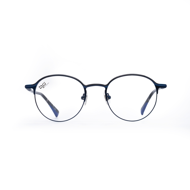 OJO personal style round blue frame and tortoise black blue temples and demo lenses, , medium-null
