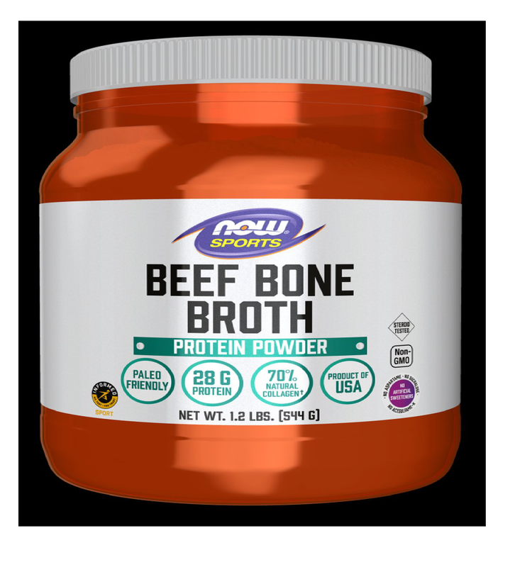 Now sports beef bone broth 544gr powder, , medium-null