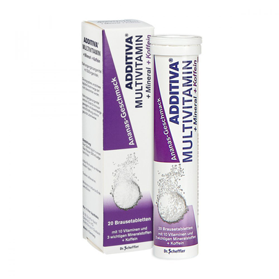 Additiva multivitamins - minerals - caffeine pineapple, effervescent tablets, 20, , medium