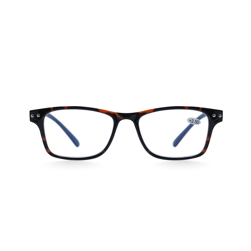 Product image: OJO reading glasses shell brown square with uv420 blue block lenses 2.5, , medium-null