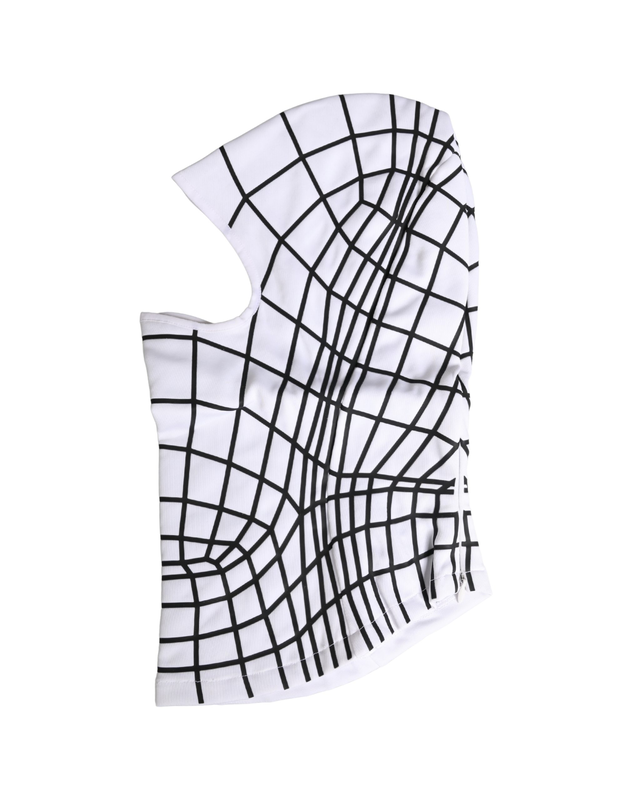 Men white stripes nylon ski mask balaclava hat-null