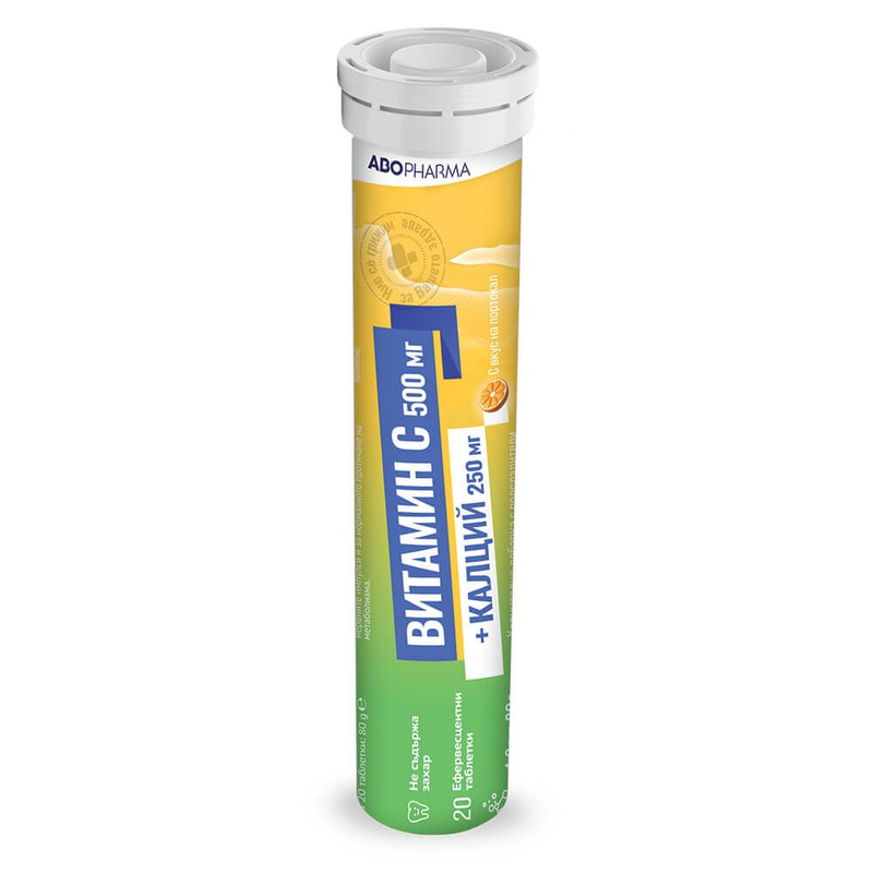 Product image: Calcium 250 mg and vitamin c 500 mg, 20 effervescent tablets, abo pharma, , medium-null