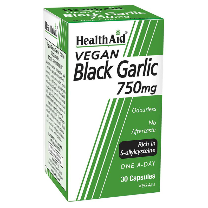 Health aid black garlic 750mg x 30 tablets - support for healthy heart & immune system, , medium image number null