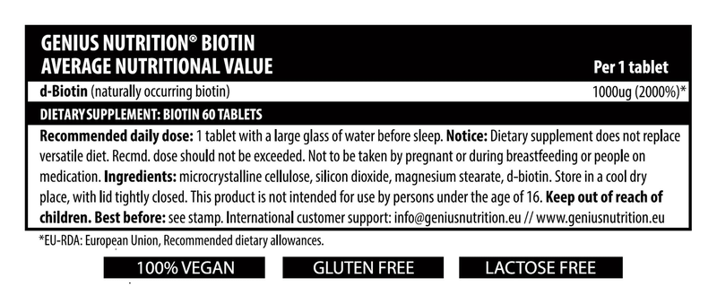 Biotin b7 60 tabs/60 serv, Genius nutrition, , medium-null