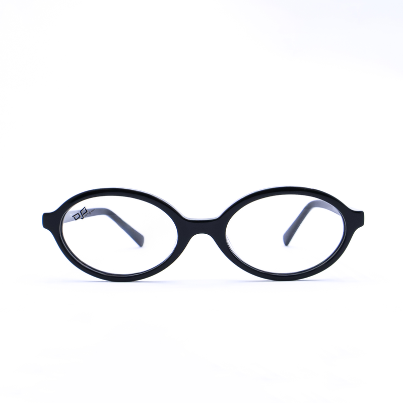 OJO personal style oval handmade black frame and temples with demo lenses, , medium-null