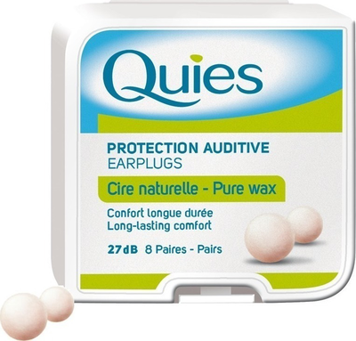 Quies pure wax, ear plugs, 8 pairs, , medium
