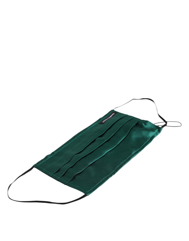 Green silk pleated elastic ear strap face mask-null
