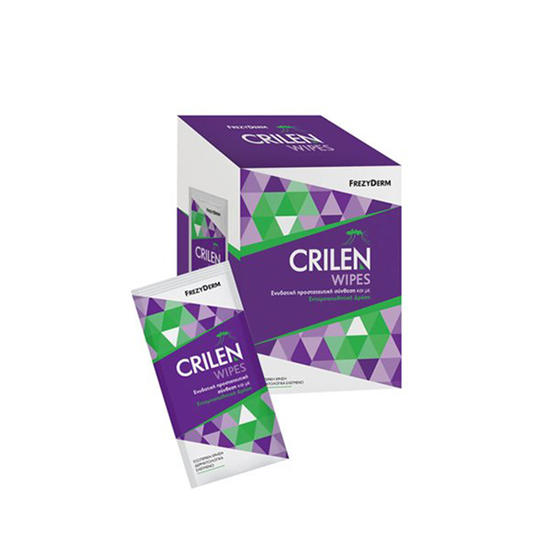 Frezyderm crilen wipes ενυδατικά μαντηλάκια για προστασία από τσιμπήματα εντόμων 20 φακελάκια, , medium-null