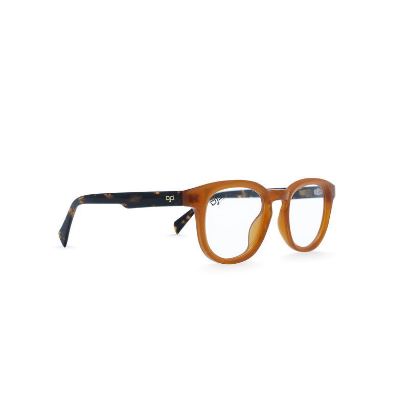 OJO personal style round handmade tea frame and shell tea temples with demo lenses, , medium-null