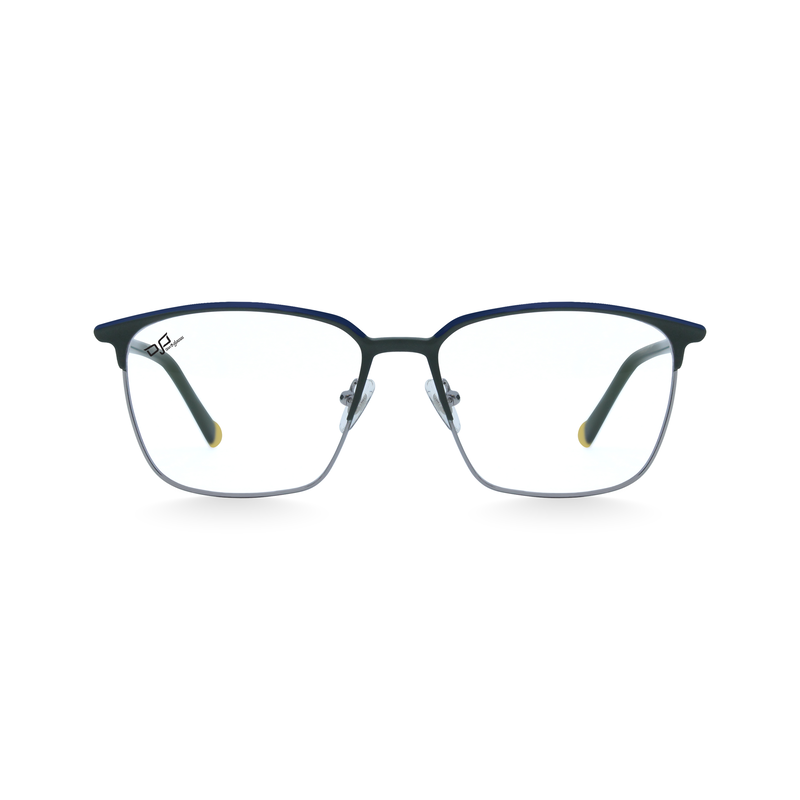 OJO personal style square green frame and temples and demo lenses, , medium-null