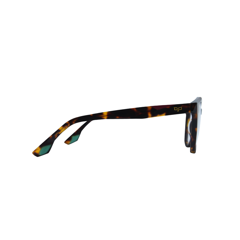 OJO personal style round laminated shell brown frame and temples with demo lenses, , medium image number null