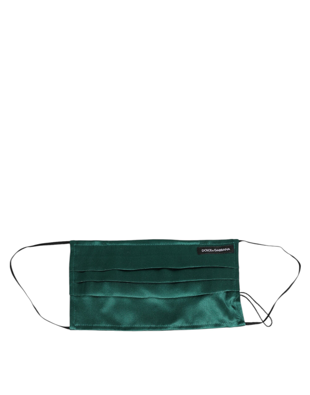 Green silk pleated elastic ear strap face mask-null