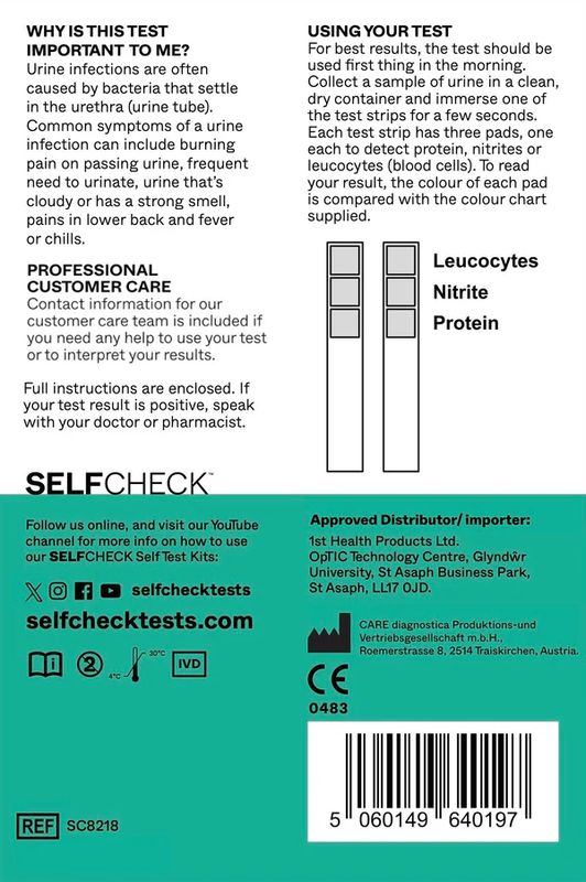 Product image: Selfcheck urine infection test - 2 tests, , medium-null