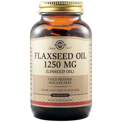 Solgar flaxseed oil 1250mg x 100 softgels - cold press linseed oil - for the support of heart health, immune and beauty, , medium