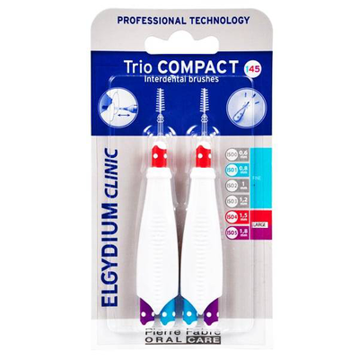 Elgydium clinic trio compact interdental brushes 145 mixed 6pieces, , medium