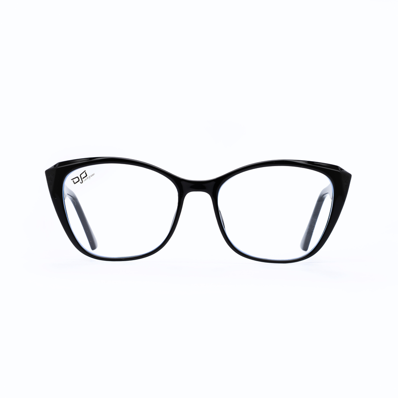 OJO personal style cat eye shine black frame and temples with demo lenses, , medium-null
