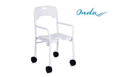 Shower chair with backrest and castors – foldable, , medium