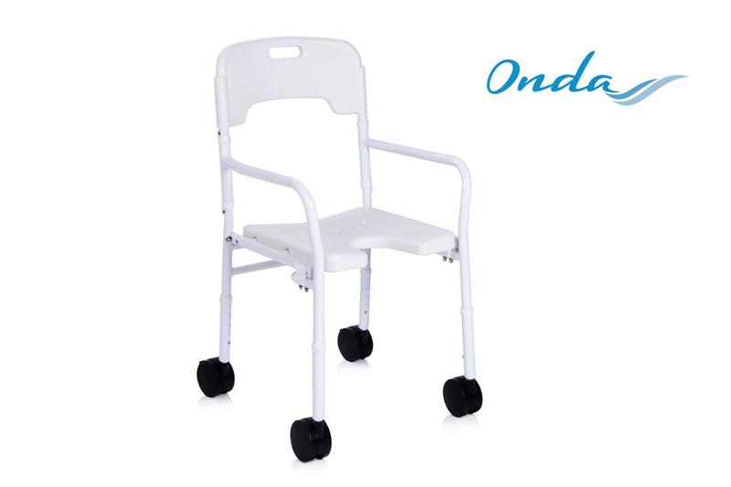 Product image: Shower chair with backrest and castors – foldable, , medium-null