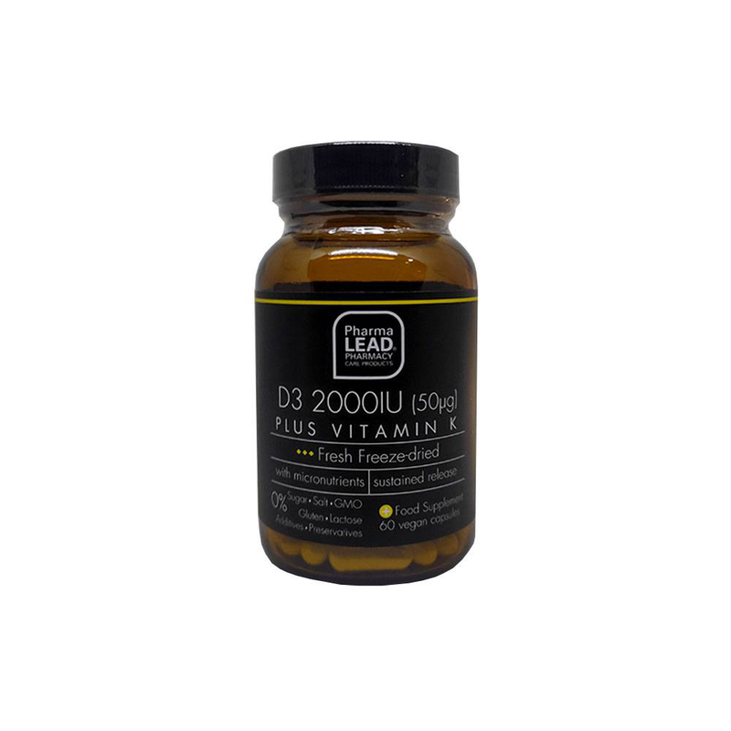 Pharmalead d3 2000iu (50mg) plus vitamin k vegan 60 capsules, , medium-null