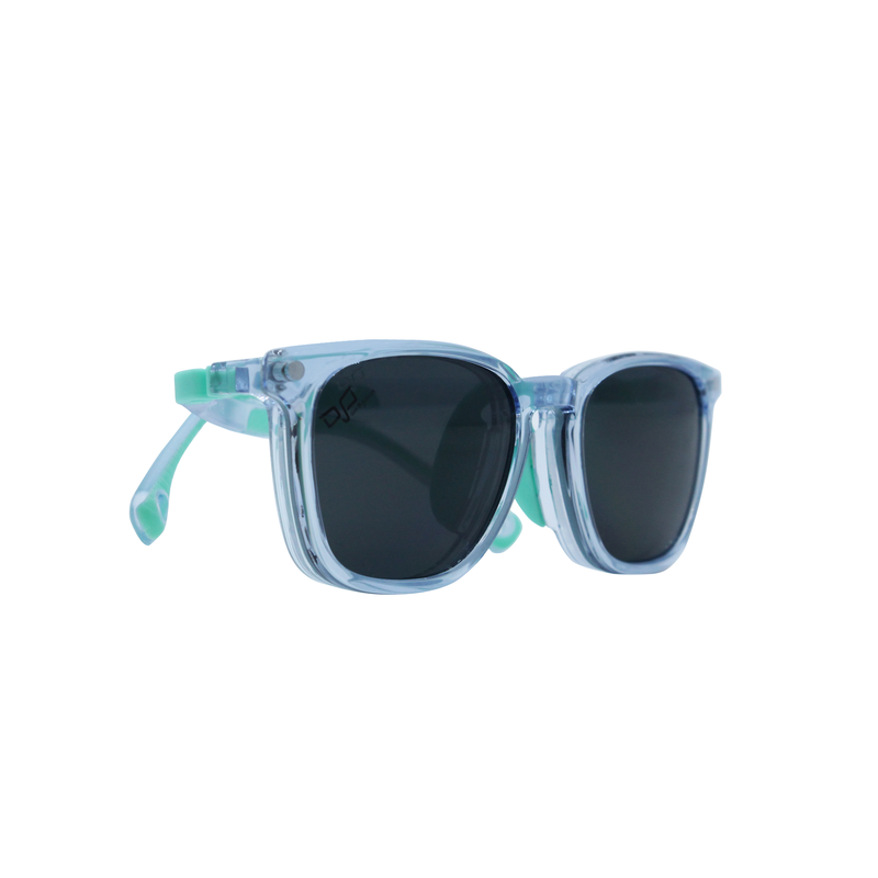 OJO junior optical square clear blue frame with matte light blue silicone temples and demo lenses wi, , medium image number null