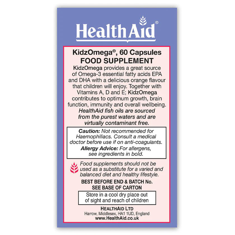 Health aid kidz omega x 60 chewable capsules - omega-3 & essential vitamins with orange flavor, , medium image number null