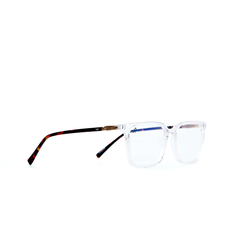OJO personal style handmade square clear frame and shell brown temples and demo lenses, , medium-null