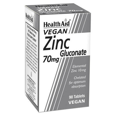 Health aid zinc gluconate 70mg x 90 tablets, , medium