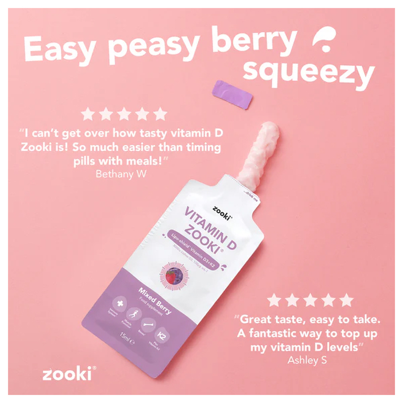 Product image: Zooki vitamin d mixed berry 14x15ml sachets, , medium-null