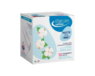 Illa care sanitary night cotton, pads, 12pcs, , medium