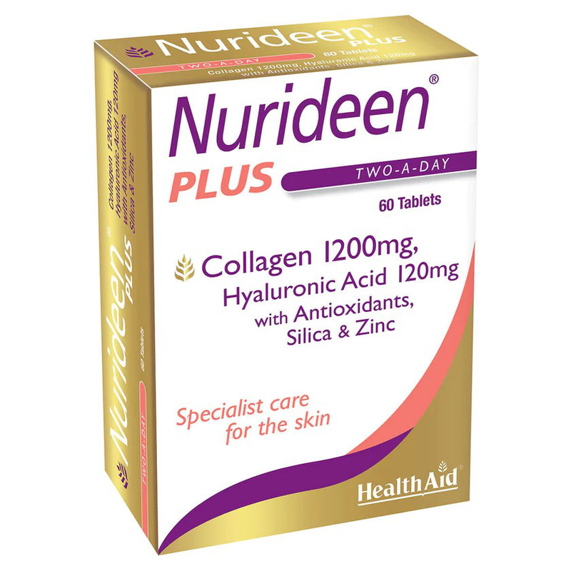 Health aid nurideen plus x 60 tablets - collagen 1200mg & hyaluronic acid 120mg - specialist care for the skin, , medium-null