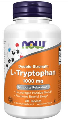 Now l-tryptophan, tablets, 60 x 1000mg, , medium