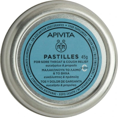 Apivita pastilles for sore throat propoline eucalyptus & propolis pastilles 45g, , medium
