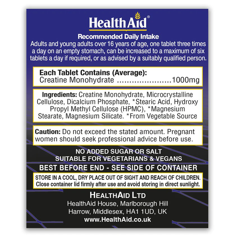 Health aid creatine monohydrate 1000mg x 60 tablets, , medium image number null