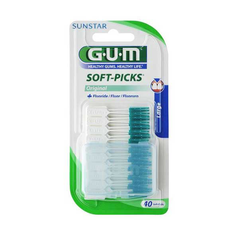 Gum soft-picks original μεσοδόντια λαστιχένια βουρτσάκια με φθόριο l 40τμχ, , medium-null