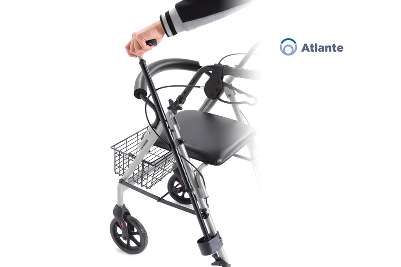 Painted aluminium frame foldable rollator – 4 castors. With padded seat,backrest,equipped – atlante rp520, , medium-null