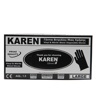 Karen disposable gloves vinyl & nitrile blend gloves large 100pieces