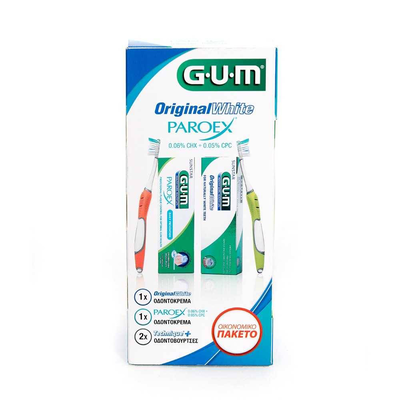 Gum original white toothpaste+ paroex 0.06 chx+ 0.05 cpc toothpaste + 2 technique toothbrushes offer, , medium