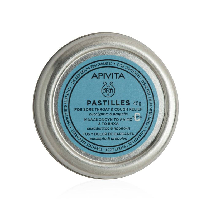 Apivita pastilles for sore throat & cough relief with eucalyptus & propolis x 45g, , medium-null