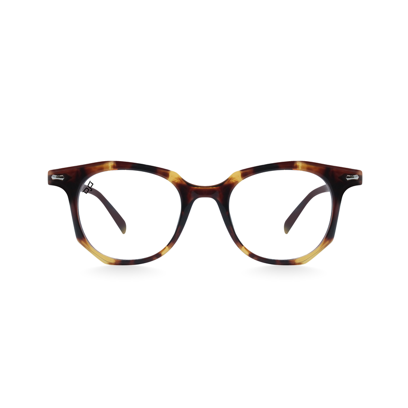 OJO personal style round handmade with shell brown frame and temples with demo lenses, , medium image number null
