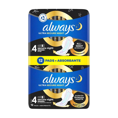 Always ultra secure night vp 12pcs, pads