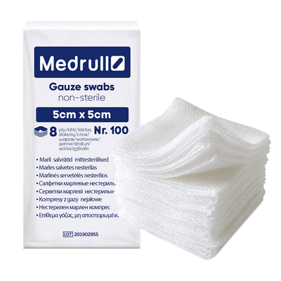 Medrull gauze non sterile swabs 5cm*5cm, gauzes, 100, , medium