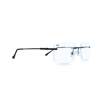 OJO personal style square titanium black frame and temples and demo lenses