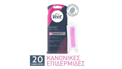 Veet expert hair removal cold wax strips face normal skin, 20pcs, , medium