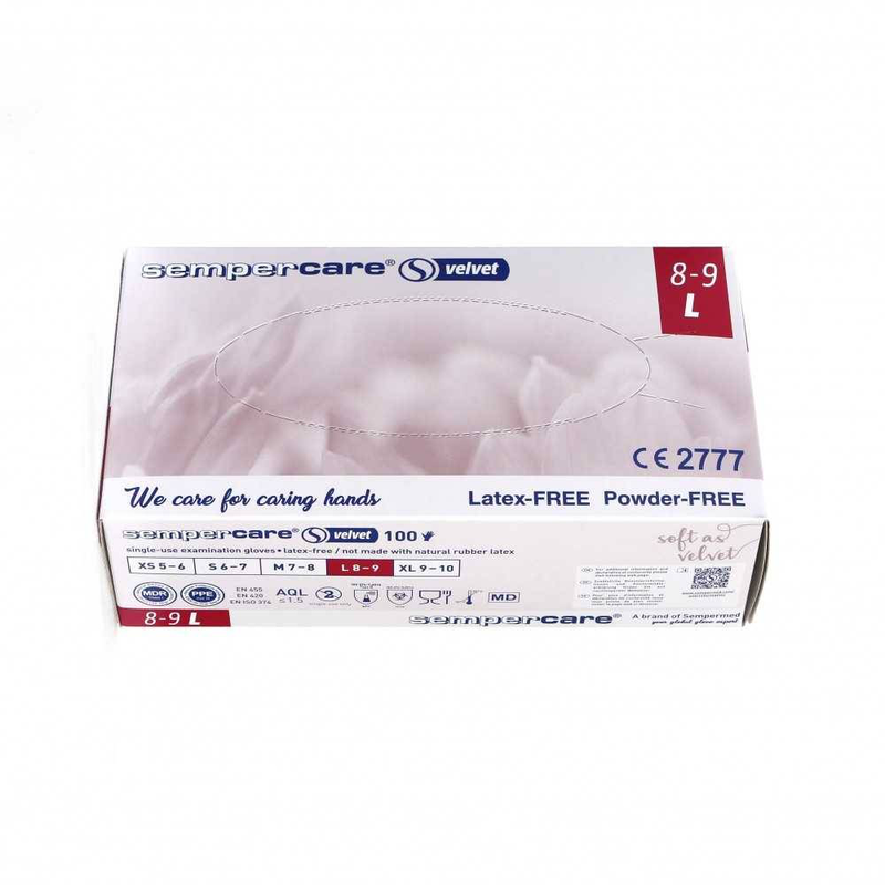 Sempercare nitrile velvet gloves 8-9 large 100pieces, , medium-null
