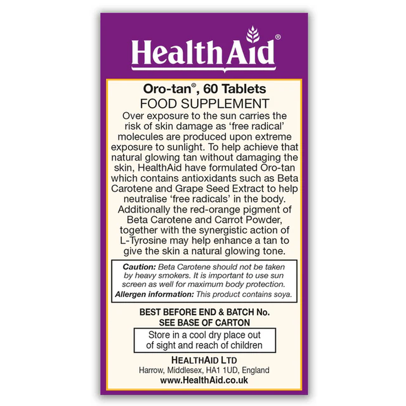 Health aid oro-tan sun tanning 60tabs, , medium-null