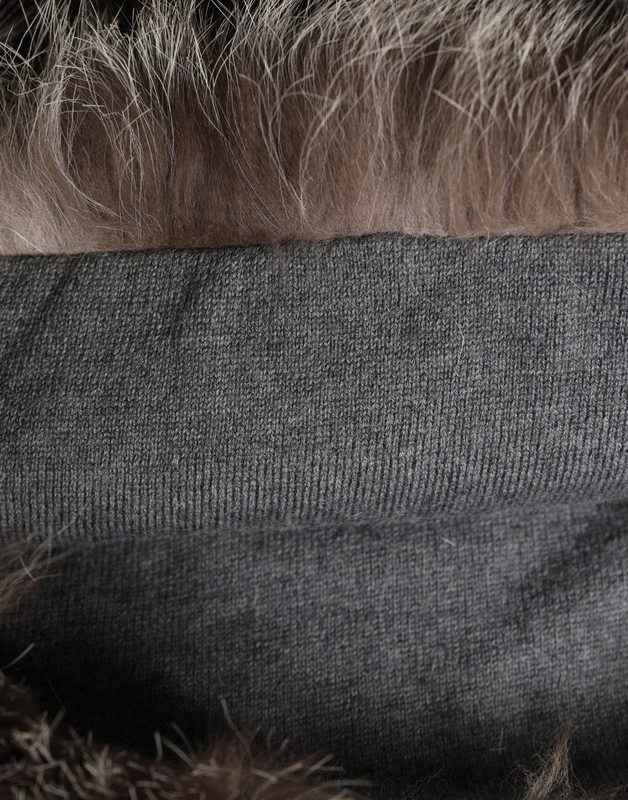 Brown faux fur whole head wrap capello hat-null