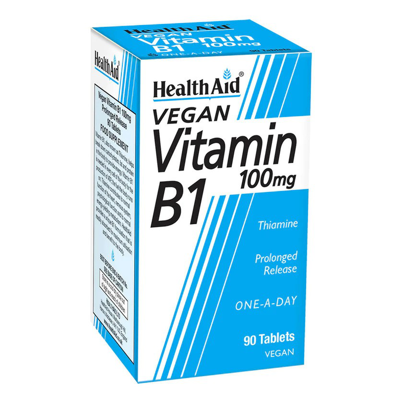 Health aid vitamin b1 (thiamine) 100mg x 90 veg tablets - provides energy & supports normal function of heart, nervous & psychological functions, , medium-null